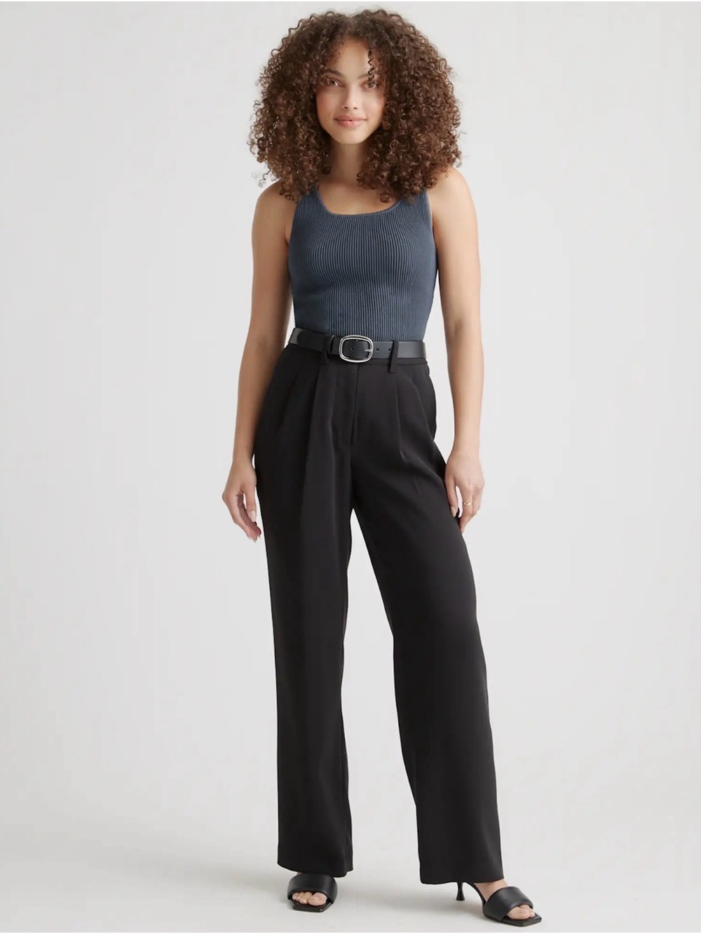 Quince Stretch Crepe Pleated Wide Leg Pants Sz 16 NWT